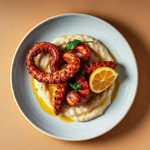 AI-generated charred octopus